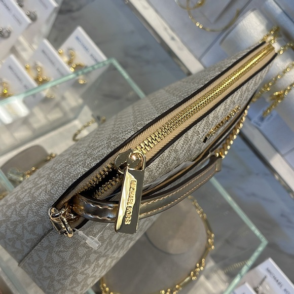 Michael Kors Jet Set Travel Medium Metallic Signature Logo Dome Crossbody Satchl - Picture 5 of 16